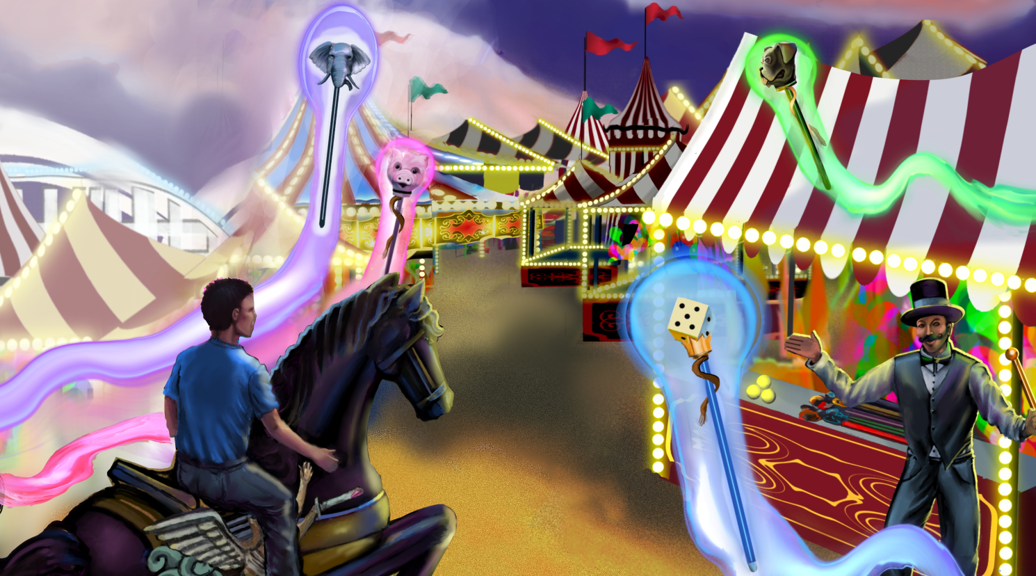 &ldquo;Wow!&rdquo; the boy exclaims as he slides off the Carousel Horse.<br /><br />The other Canes float to the Young Lad, all emanating dazzling and shimmering light. He can feel that they are full of happiness and joyfulness. The Canes seem limitless, and somehow divine, to the Young Lad.